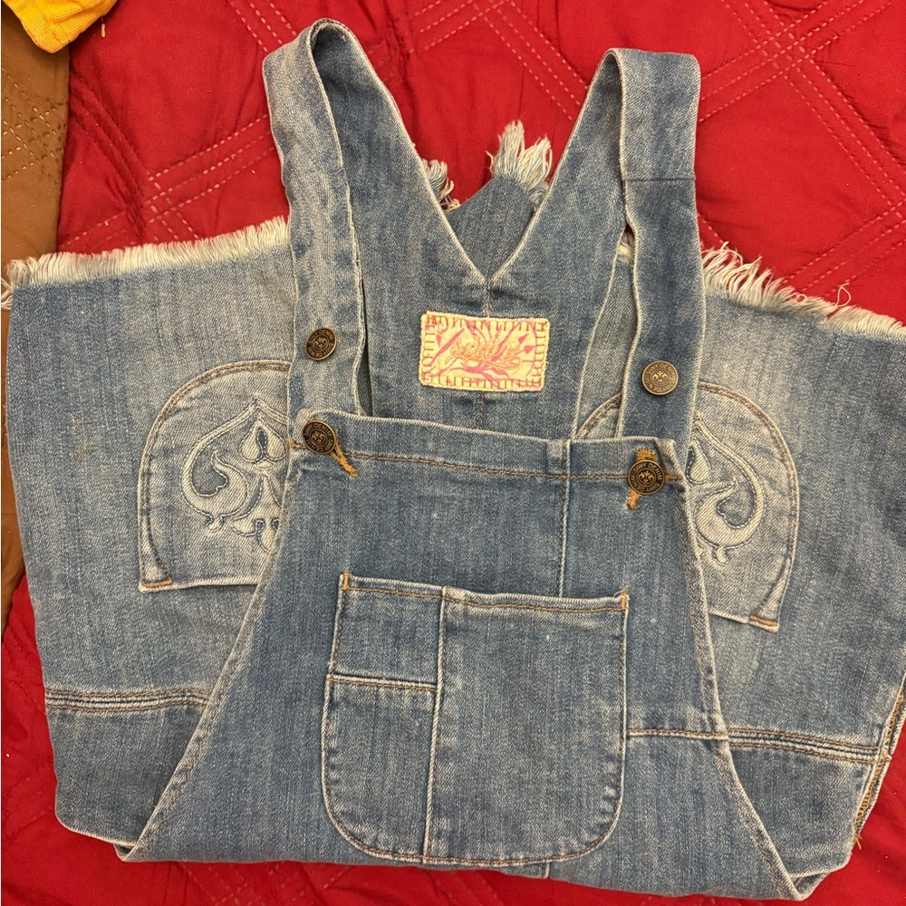 Siwy Light Blue Denim Overalls Shorts